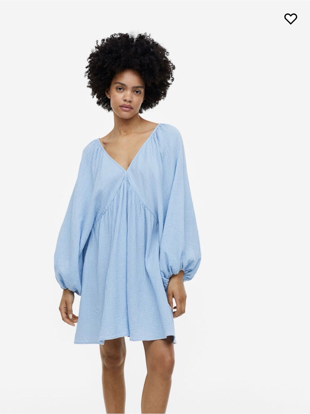 H&M Light Blue VOLUMINOUS DOUBLE-WEAVE DRESS